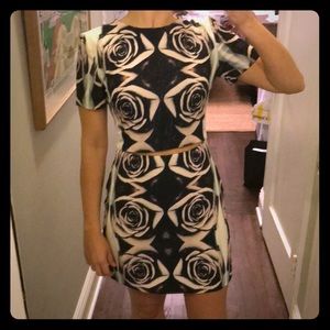 Bec & Bridge rose print dress with small cutout